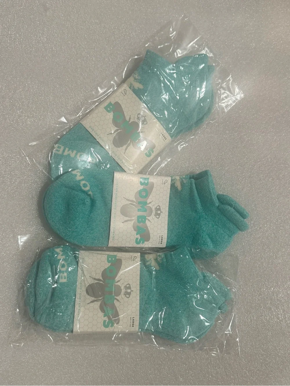 Bombas Large Tiffany Blue Low Cut Ankle Unisex Socks lot of 3